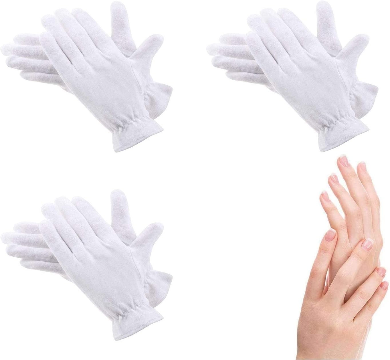 6 Pack White Cotton Moisturizing Gloves for Eczema Relief & Dry Hands 6 Pack White Cotton Moisturizing Gloves for Eczema Relief & Dry Hands