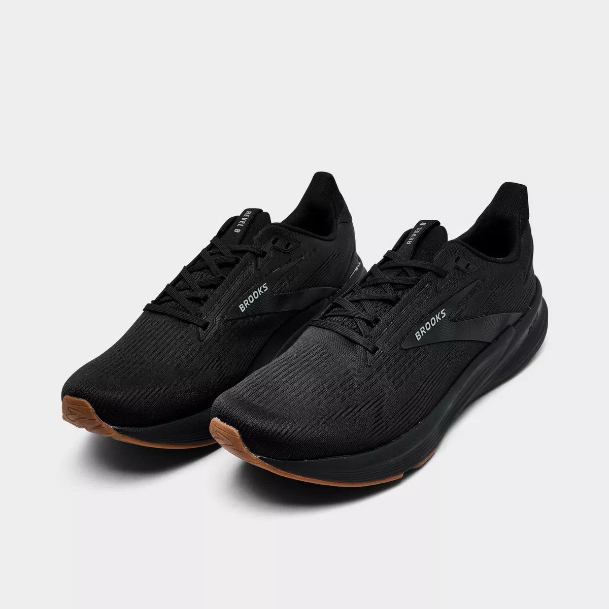 Men's Brooks Revel 8 Running Shoes Black/Black/Gum 1104681D 072 Size 8-13