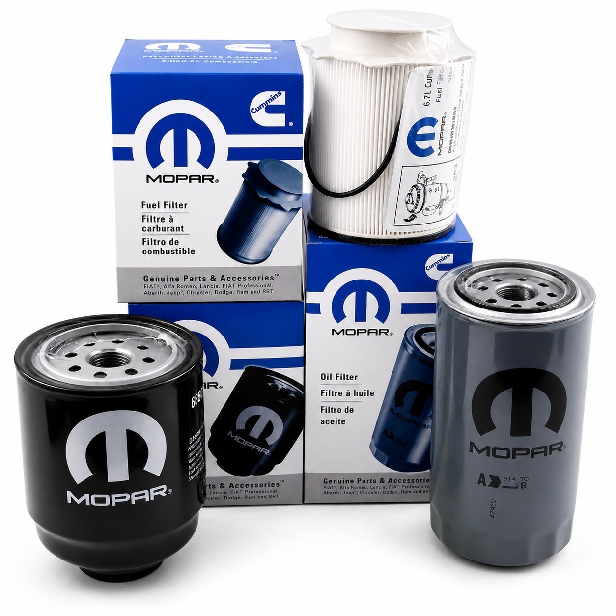 3-Pack Mopar OEM Filters 68157291AA 68197867AB 05083285AA 2013-18 6.7L Diesel