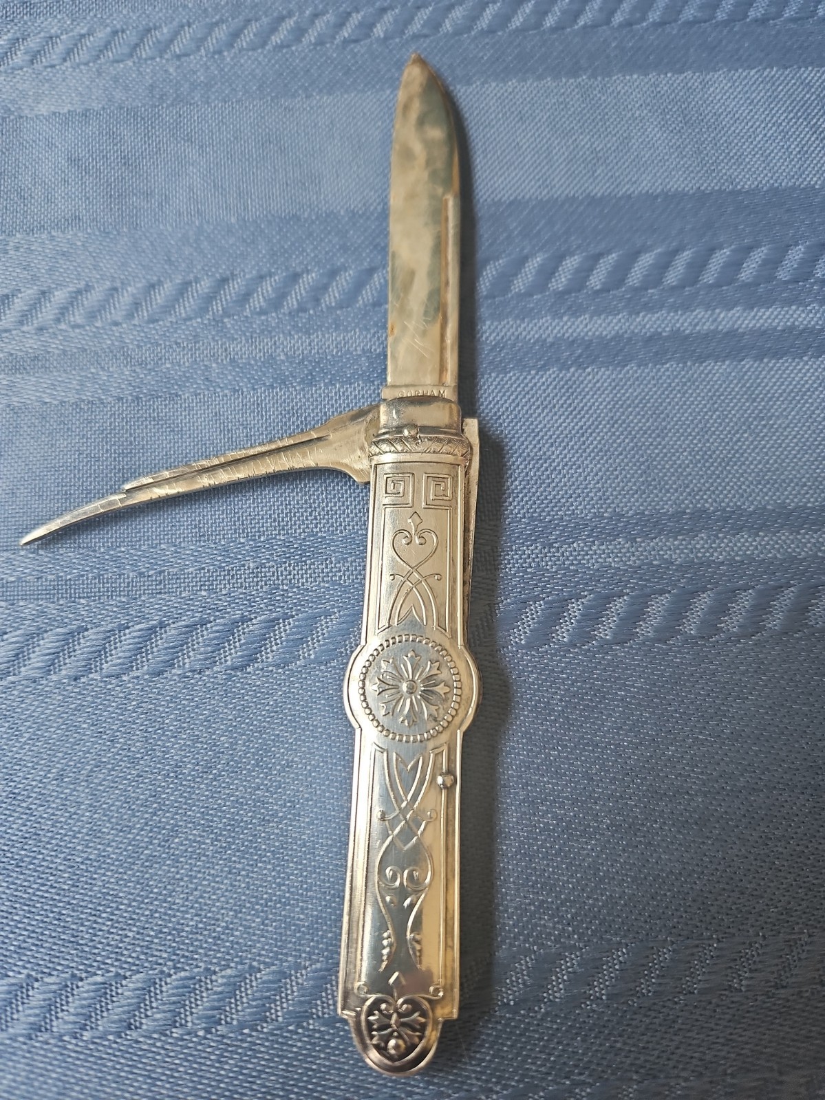 Antique Gorham Sterling Silver Folding Fruit Knife & Nut Pick No Monogram SNAP