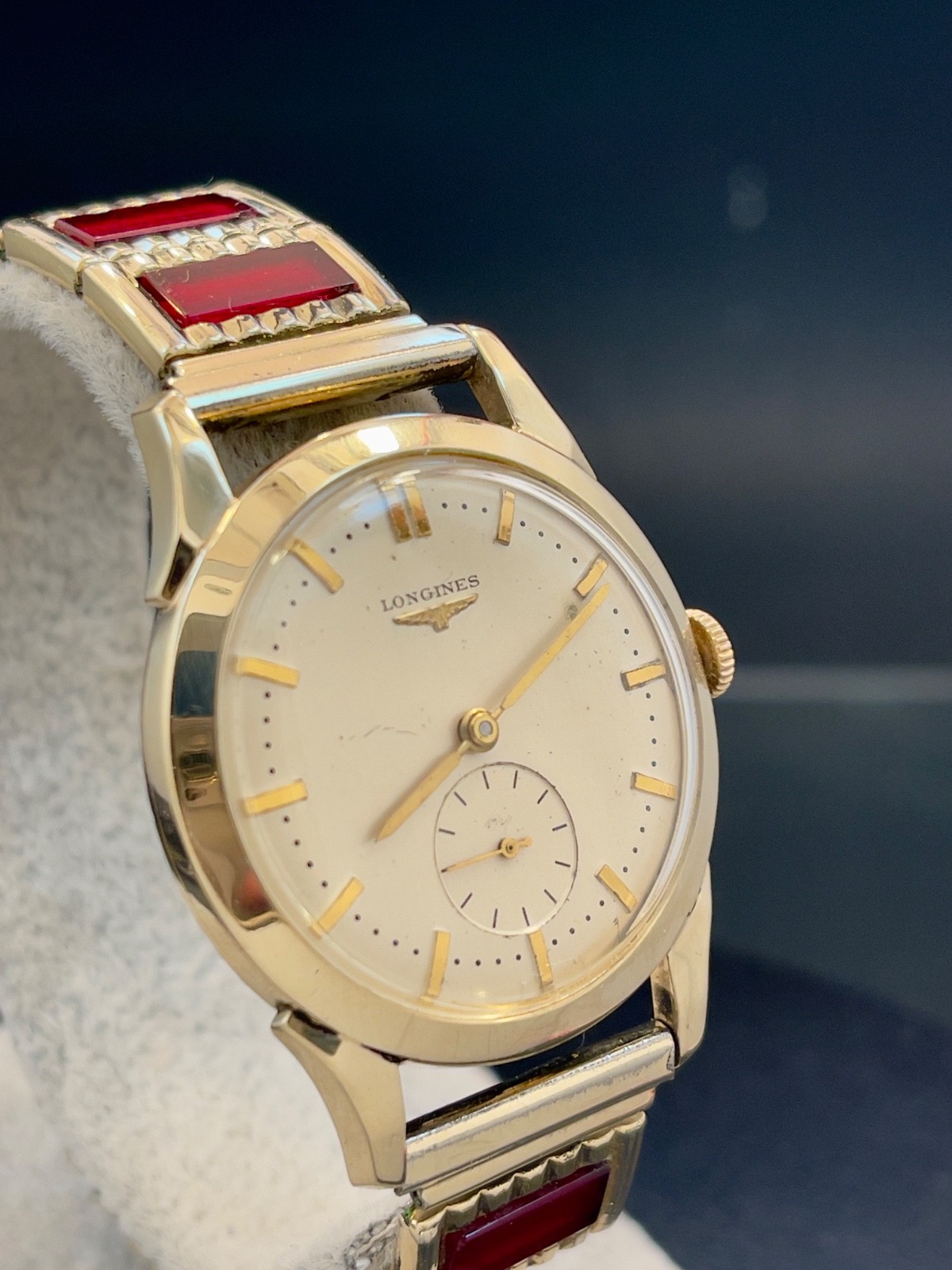 NICE ORIGINAL VINTAGE 33mm 952 LONGINES MANUAL WIND FANCY GOLD WATCH SERVICE 23Z