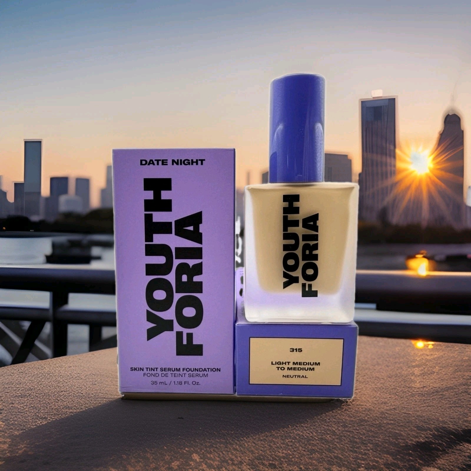 Youthforia Date Night Skin Tint Serum Foundation - 315 LIGHT MEDIUM Neutral NIB Youthforia Date Night Skin Tint Serum Foundation - 315 LIGHT MEDIUM Neutral NIB