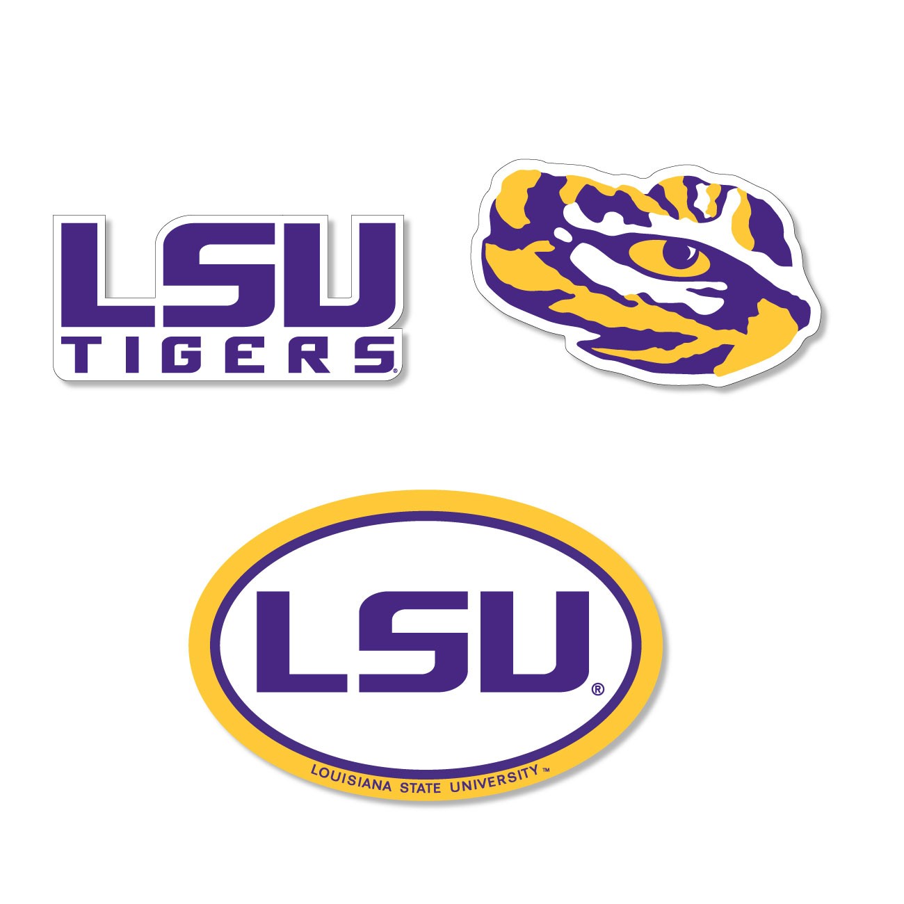 LSU Tigers Auto Magnets 3 Pack Durable Magnets Two 6