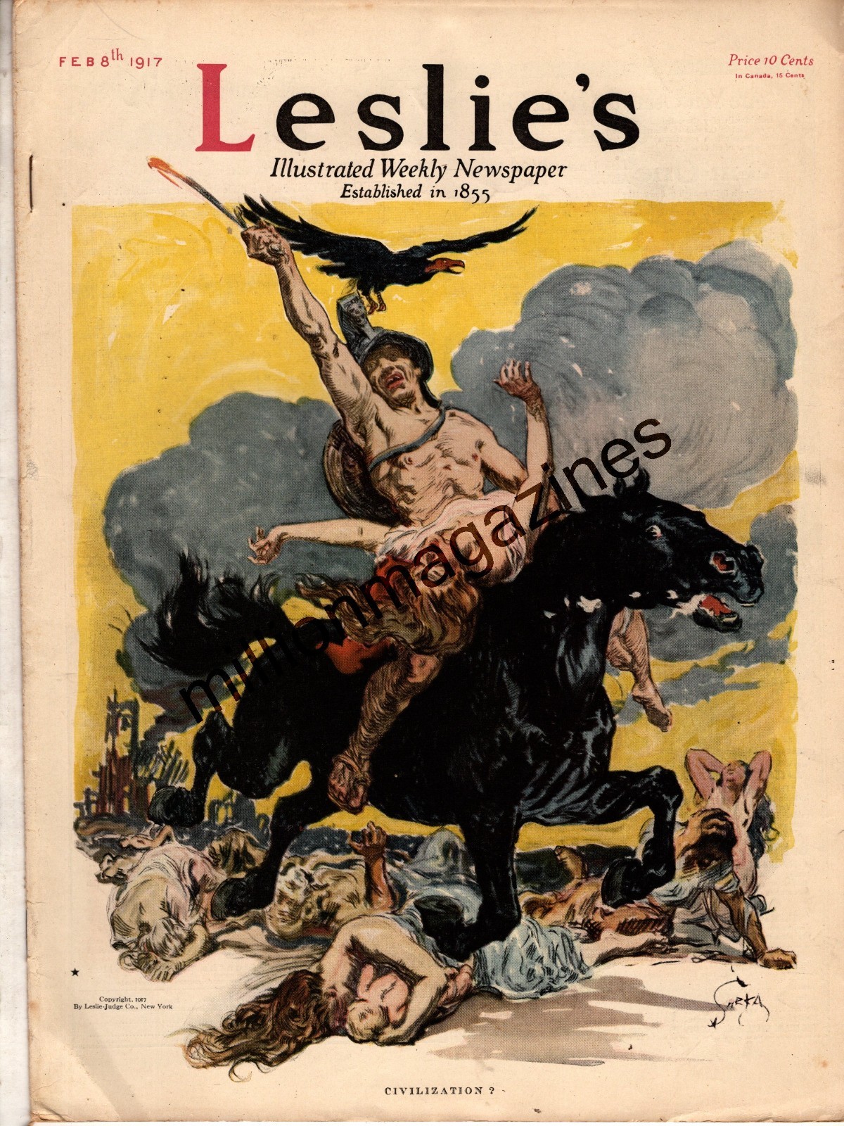 1917 Leslie\'s February 8 - Civilization? George Eastman; Boston Red Sox