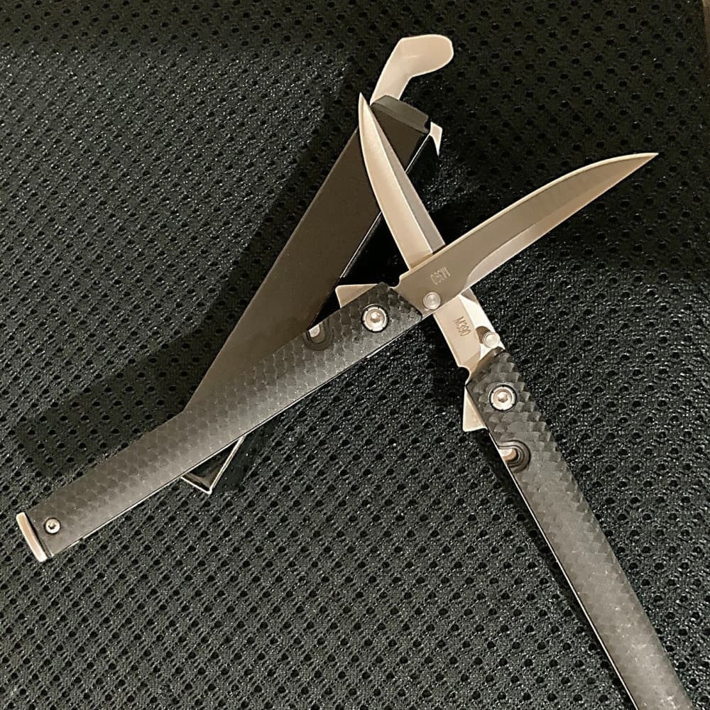 Lot Of Two (2): M390 BLACK Composite Fiber Jack Knives
