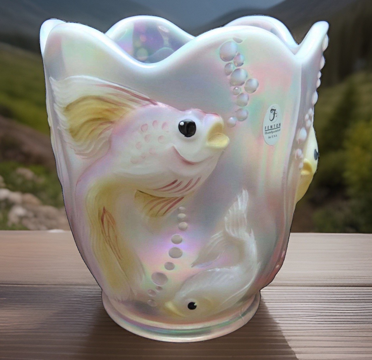 Fenton Atlantis Rosalene Glass Vase 6.5\ Fenton Atlantis Rosalene Glass Vase 6.5\