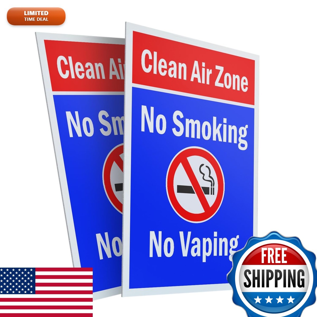 SignMission Clean Air Zone No Smoking No Vaping (2-Pack) 24\