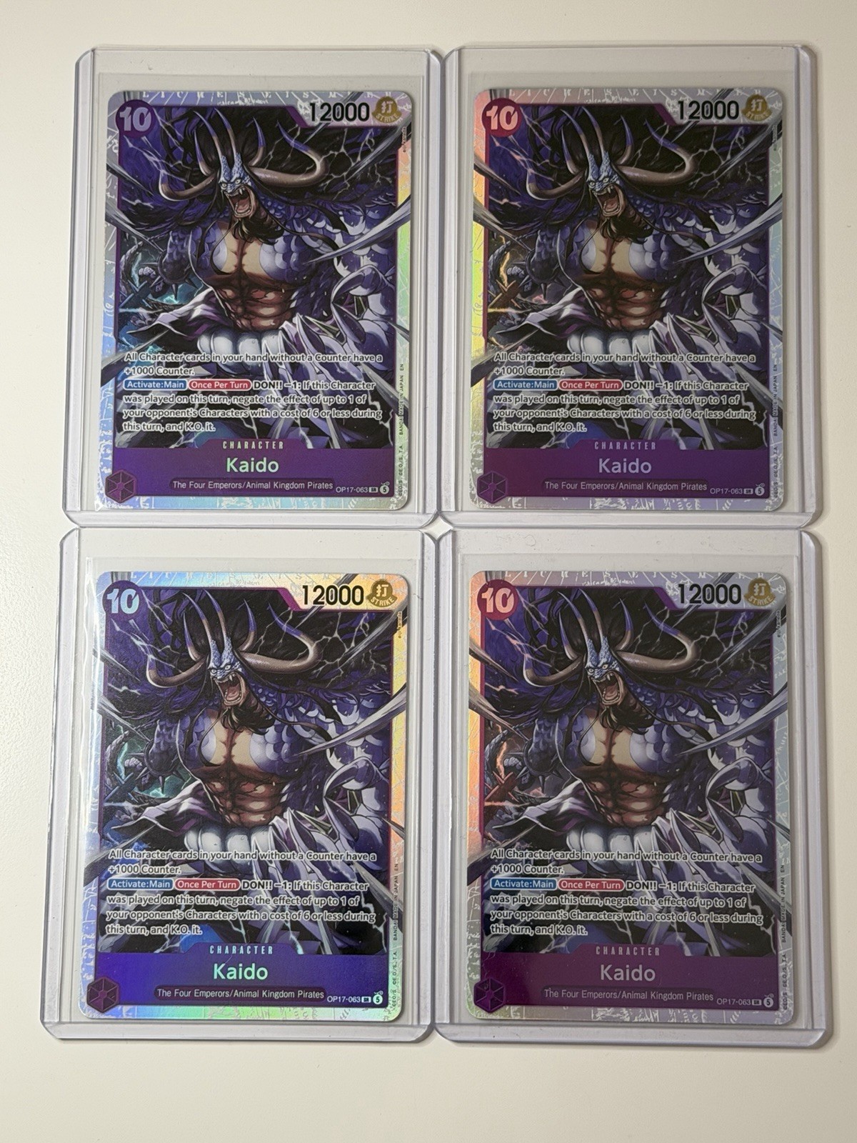 Kaido SR OP17-063 The World’s Strongest Warriors One Piece 4 Card Play Set Lot