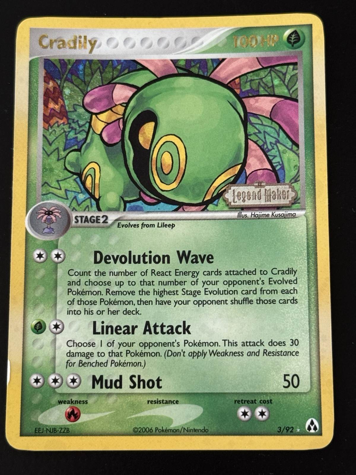 Cradily 3/92 Rare Holo EX Legend Maker Vintage 2006 Pokemon Card MP