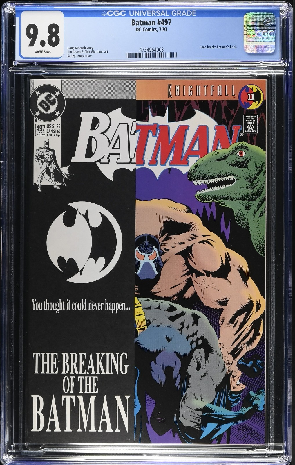 Batman #497 CGC 9.8   Bane Breaks Batman\'s Back DC Comics 1993 Direct 1st print
