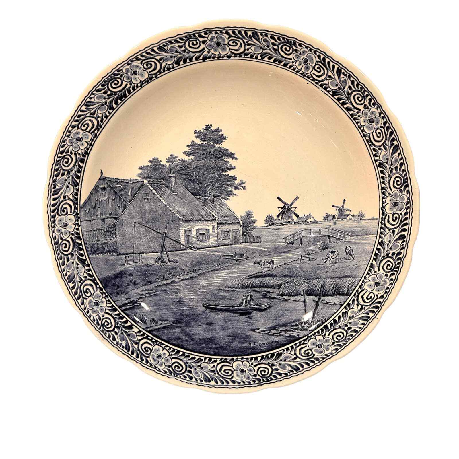 Vintage Delfts Boch 15 1/2 Windmill blue &WhiteCharger Platter/Plate Vintage Delfts Boch 15 1/2 Windmill blue &WhiteCharger Platter/Plate