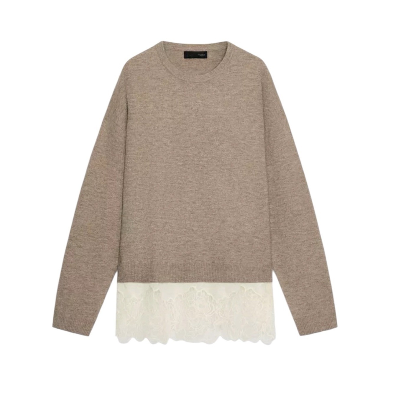 Zara Combination Knit Jumper 2756/153/081 NWT Sand Marl Size Medium Wool Blend