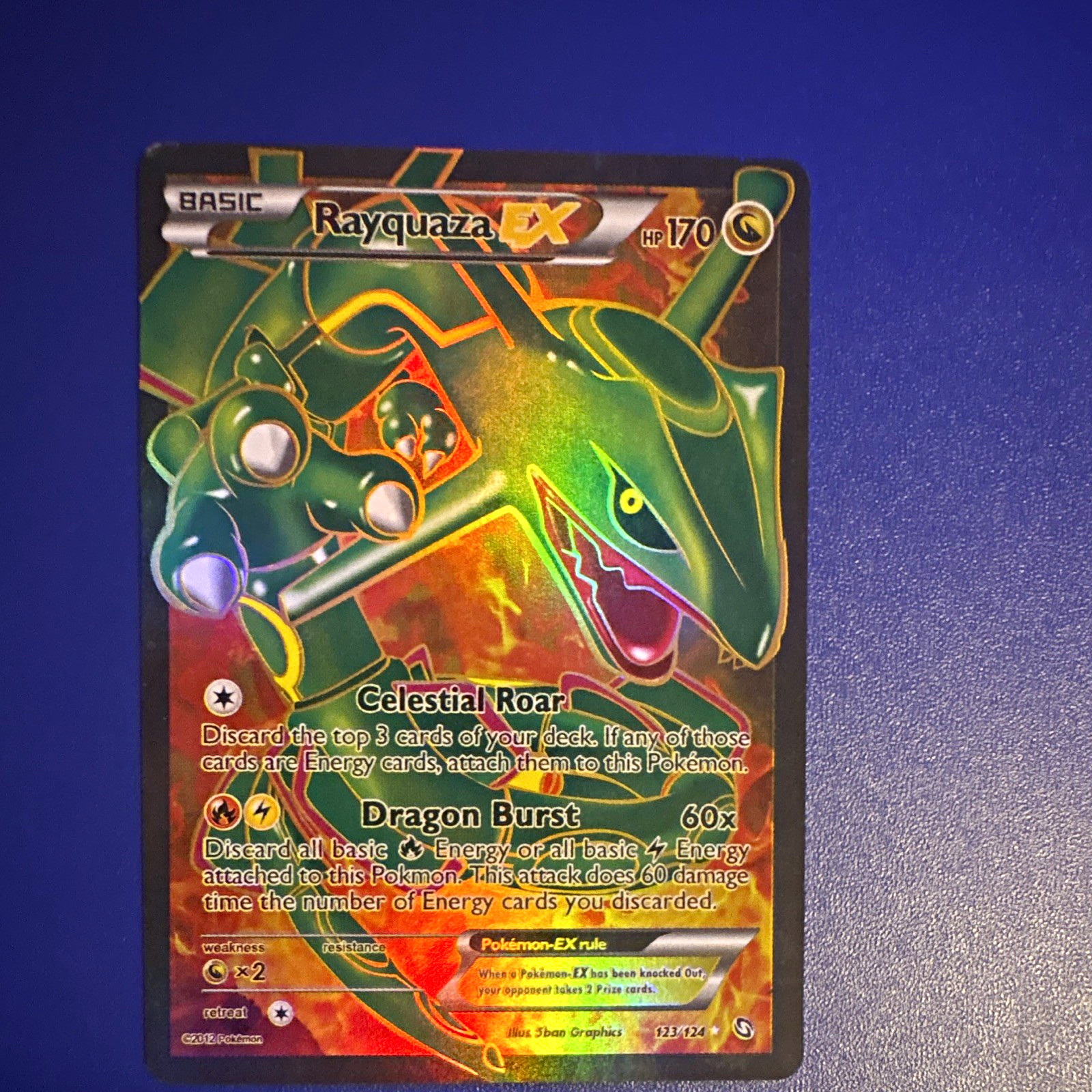 Rayquaza EX 123/124 Dragons Exalted Ultra Rare Full Art Holo 170 HP English Rayquaza EX 123/124 Dragons Exalted Ultra Rare Full Art Holo 170 HP English