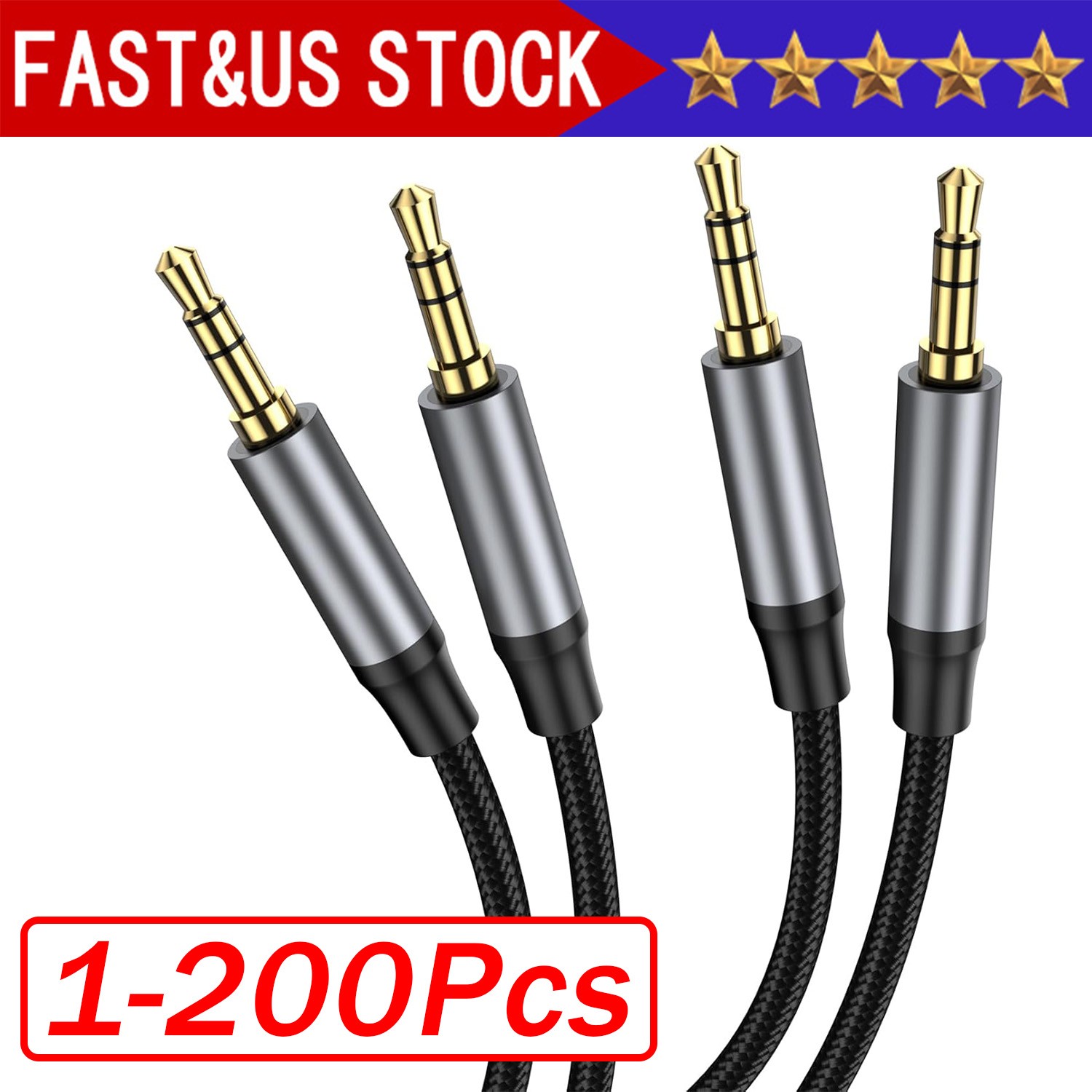 6FT 3.5mm AUX Audio Nylon Braided Cord Cable PC iPod Car Phone headphone lot 6FT 3.5mm AUX Audio Nylon Braided Cord Cable PC iPod Car Phone headphone lot