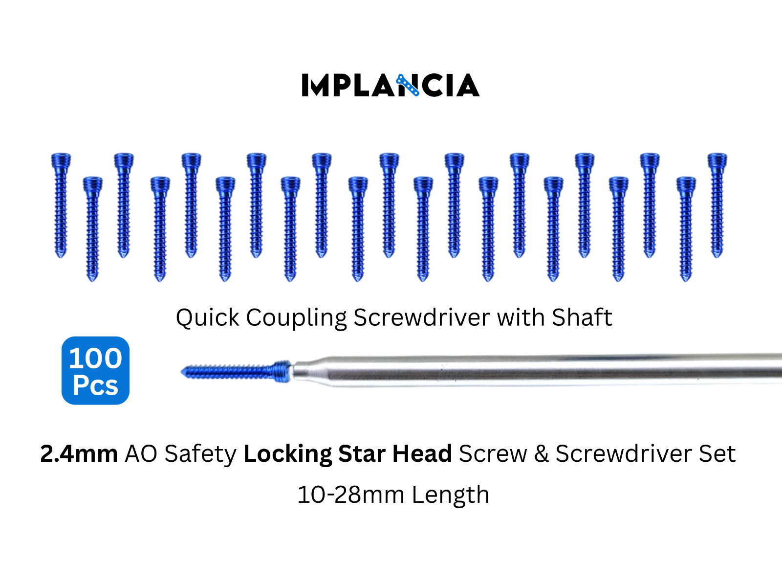 AO Locking 2.4mm Star Head Self-Tapping Screw & Screwdriver Set 100 Pcs Titanium AO Locking 2.4mm Star Head Self-Tapping Screw & Screwdriver Set 100 Pcs Titanium