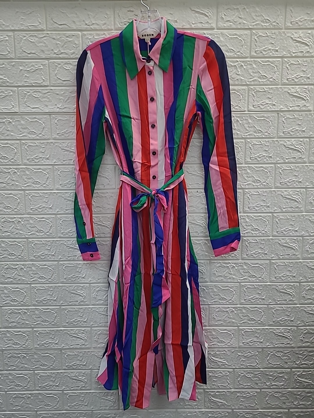 New Boden Kate Long Sleeve Button Up Stripped Dress Multi Size 2R New Boden Kate Long Sleeve Button Up Stripped Dress Multi Size 2R