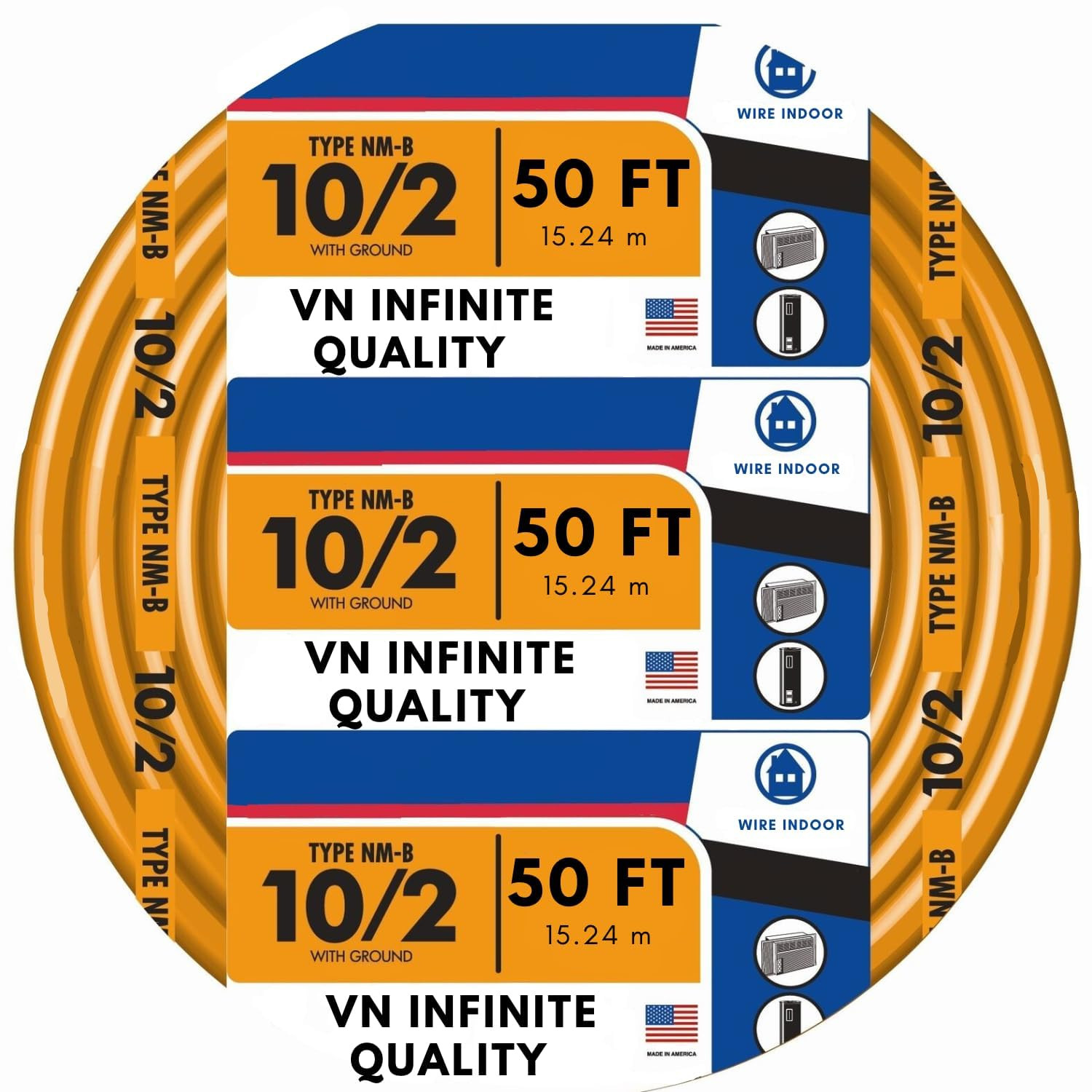 Solid Indoor 10/2 W/G NMB Cable Non-Mettallic Residential Indoor Wire (50FT)