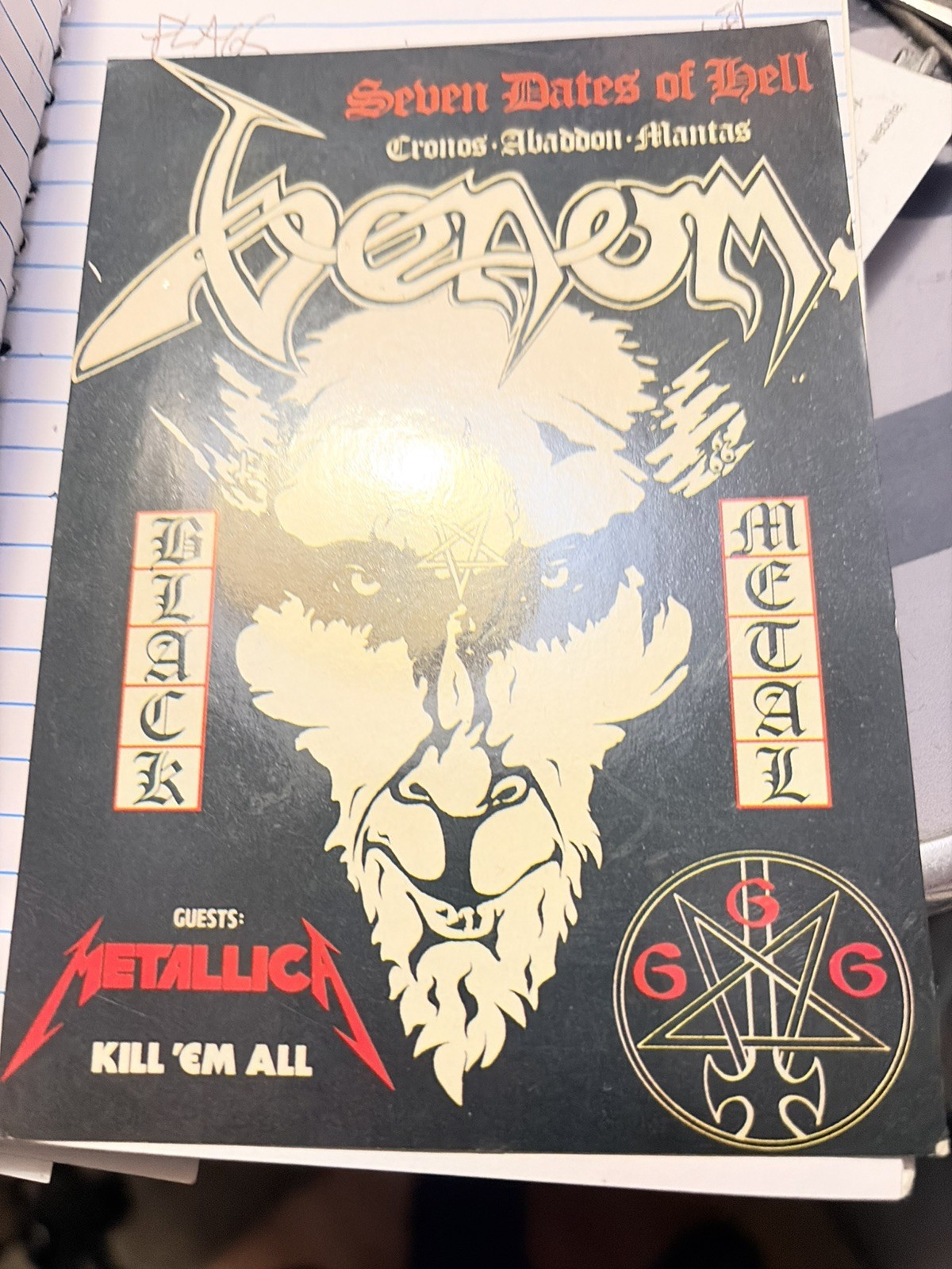 Vintage Rare Venom/metallica Tour Postcard