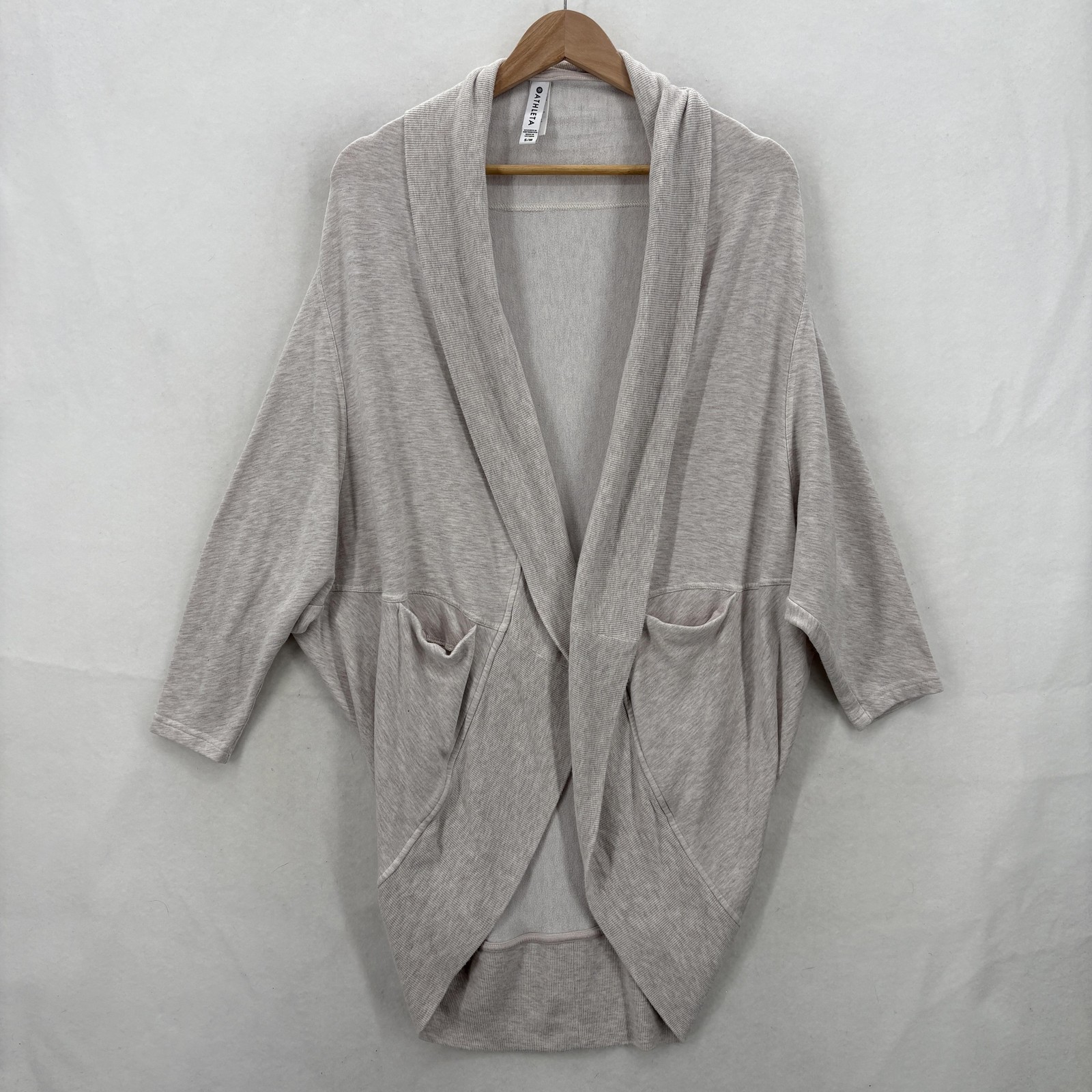 Athleta Ethereal Cocoon Wrap Slouchy Cardigan Womens S/M Gray Stretch Soft Cozy