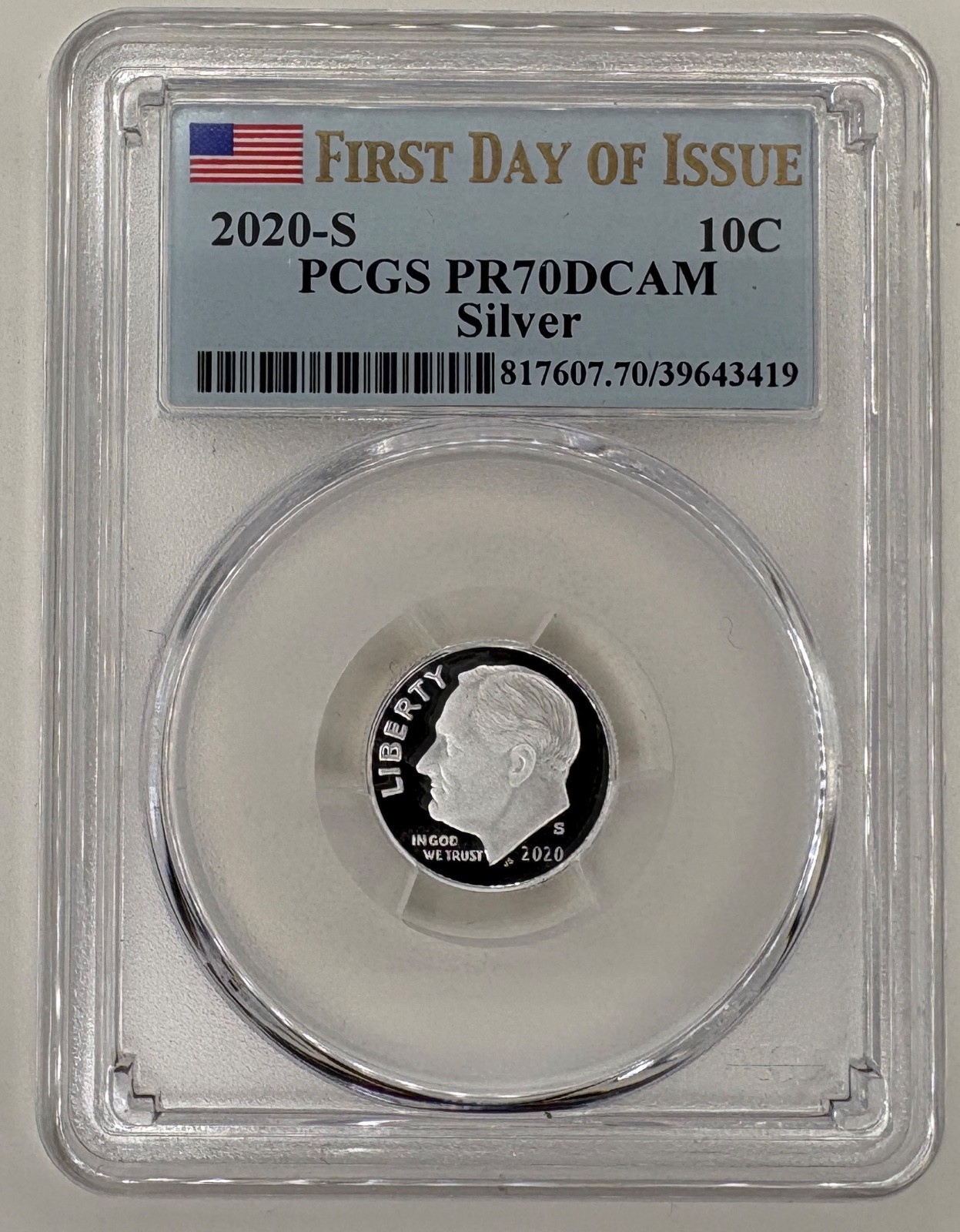 2020 S Silver PCGS PR70DCAM Roosevelt -First Day of Issue - Flag 2020 S Silver PCGS PR70DCAM Roosevelt -First Day of Issue - Flag