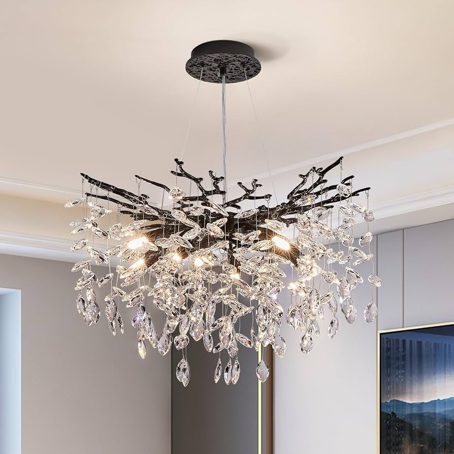 Modern Tree Branch Crystal Chandelier Luxury Blacl Crystal
