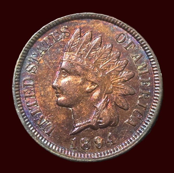 1894 Indian Head cent -Uncirculated -  High Grade - Purple Tones - 