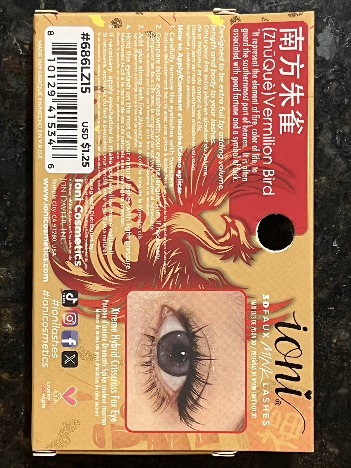 LOT OF 3 Ioni 3D Faux Mink Lashes Lunar Zodiac Vermilion Bird Xtreme Fox Eye