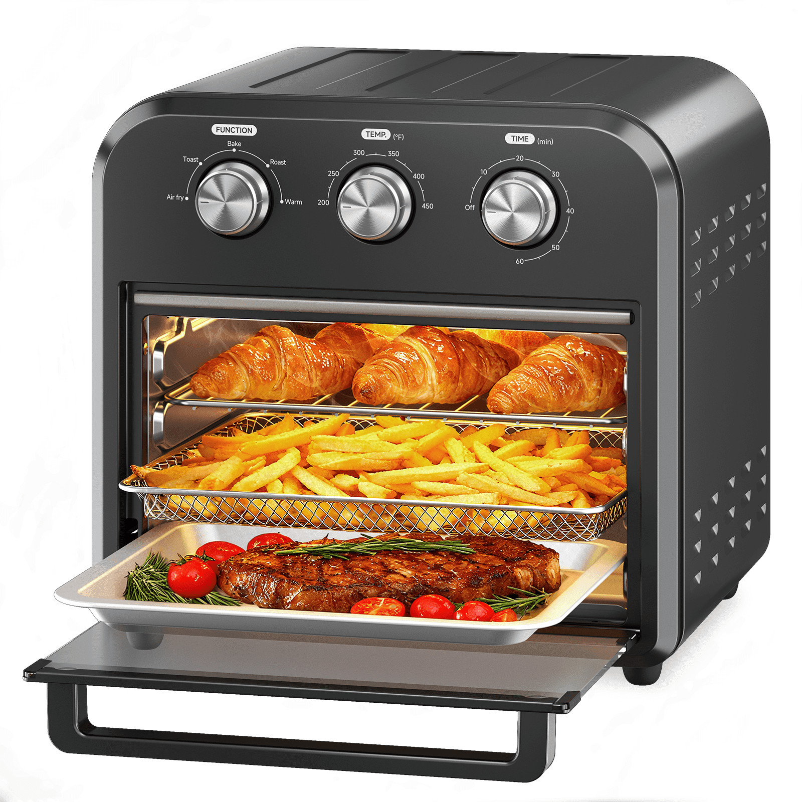 HOMSHADE AF008 Toaster Oven Air Fryer Combo, 5-in-1 Convection Oven with 1300W,