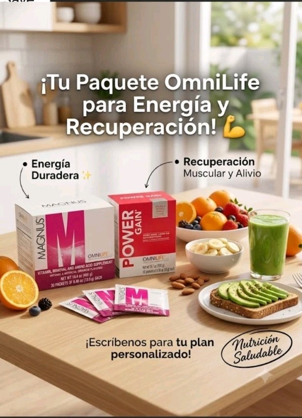Magnus Energy /Pawer Gain Pack OMNILIFE  60 sachets Energia,huesos,vitaminas