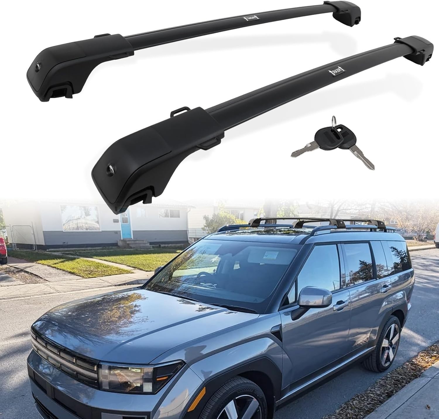 265LBS Lockable Cross Bars Roof Rack Fit for Hyundai Santa Fe Aluminum Crossbars 265LBS Lockable Cross Bars Roof Rack Fit for Hyundai Santa Fe Aluminum Crossbars