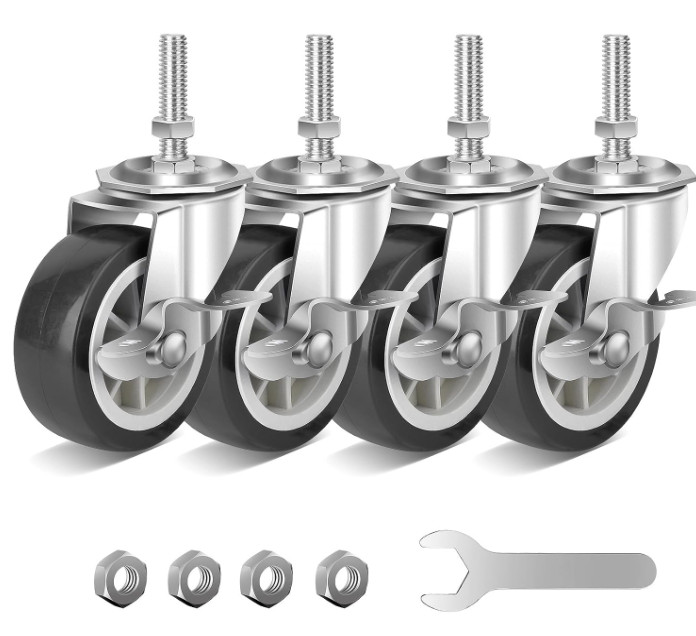 3 Inch Caster Wheels Threaded Stem Casters Set of 4 Heavy Duty Swivel Wheel NEW*
