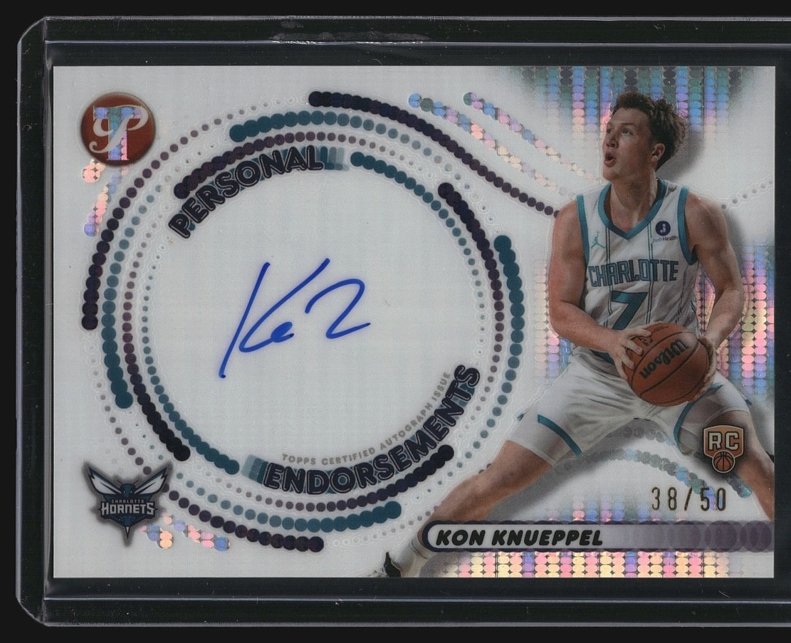 2025-26 Topps Pristine Kon Knueppel Personal Endorsements Auto RC PE-KK /50 2025-26 Topps Pristine Kon Knueppel Personal Endorsements Auto RC PE-KK /50