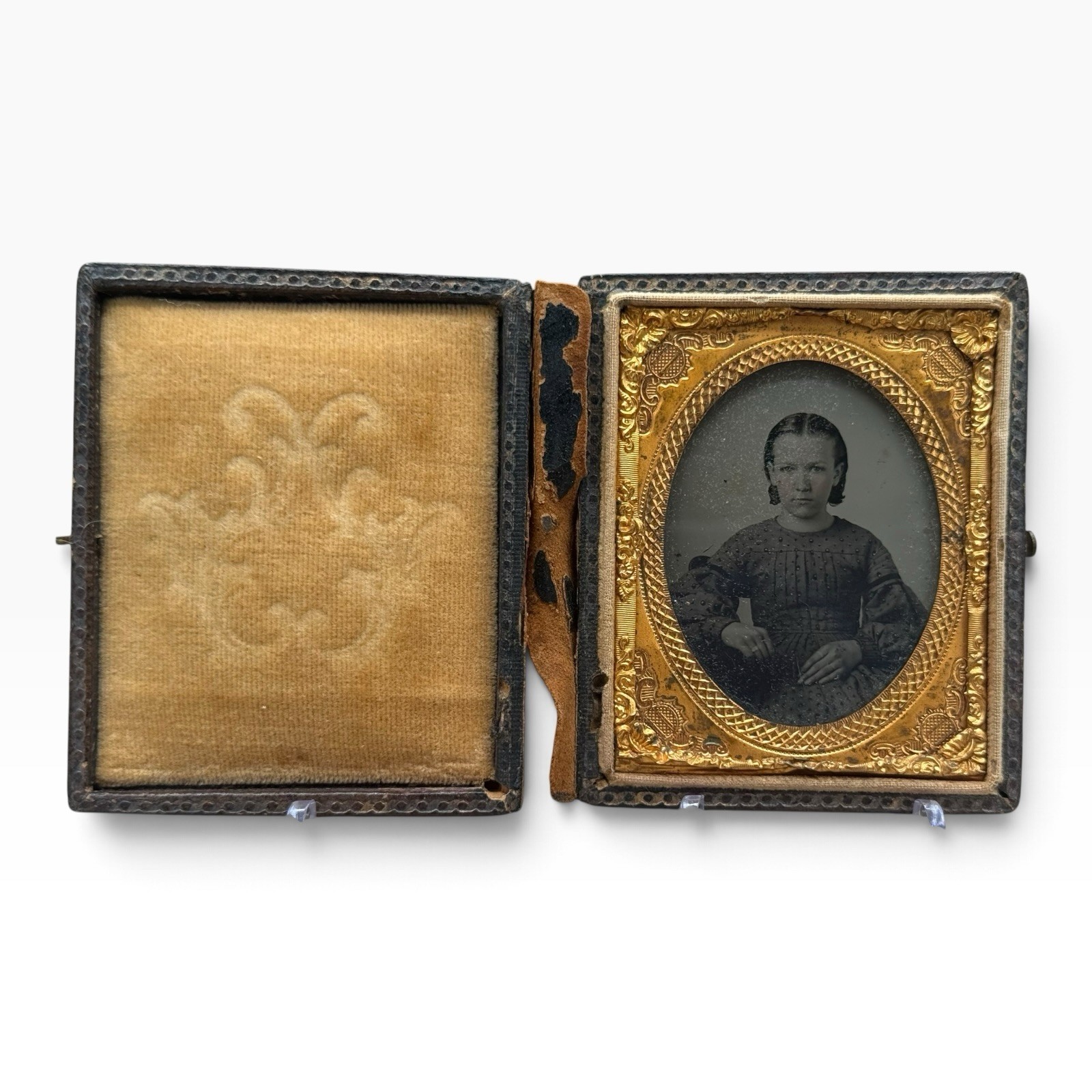 Ambrotype Young Girl Rose Tint Cheeks 3x2.25\