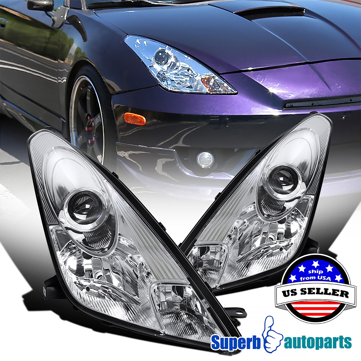 Fits 2000-2005 Celica Projector Headlights Replacement Left+Right