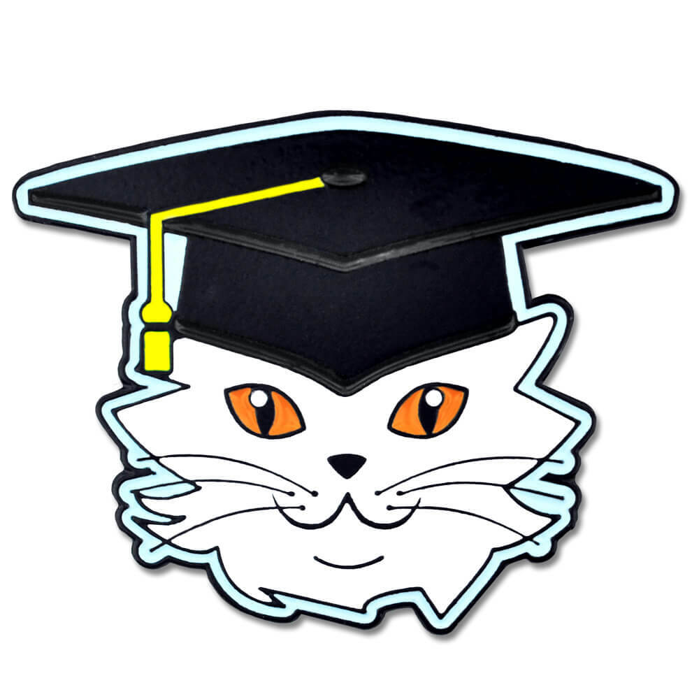 PinMart\'s Cat with Graduation Cap and Tassel School Enamel Lapel Pin