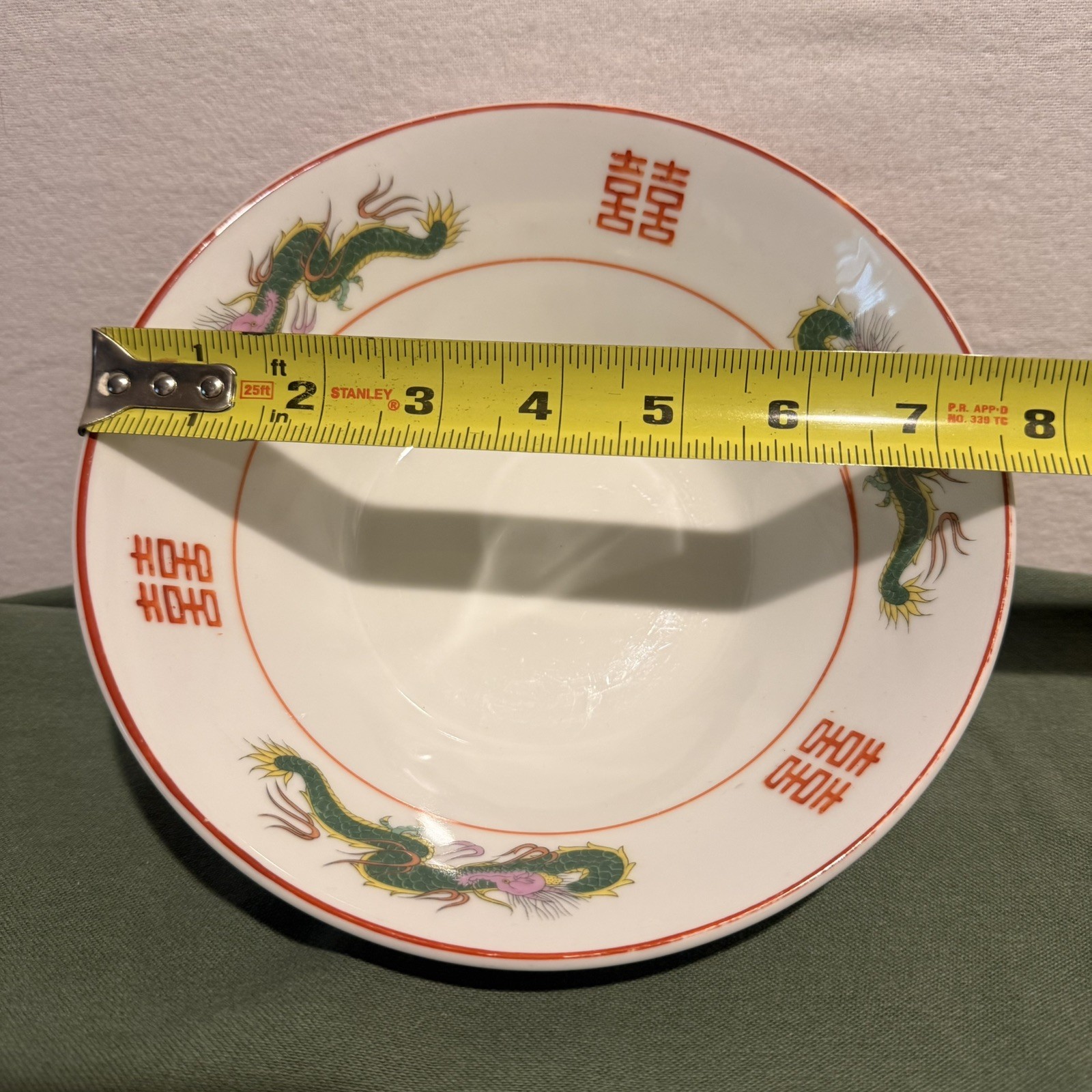 Two vintage CHINESE DUELING DRAGON BOWL HAND PAINTED RED  7\