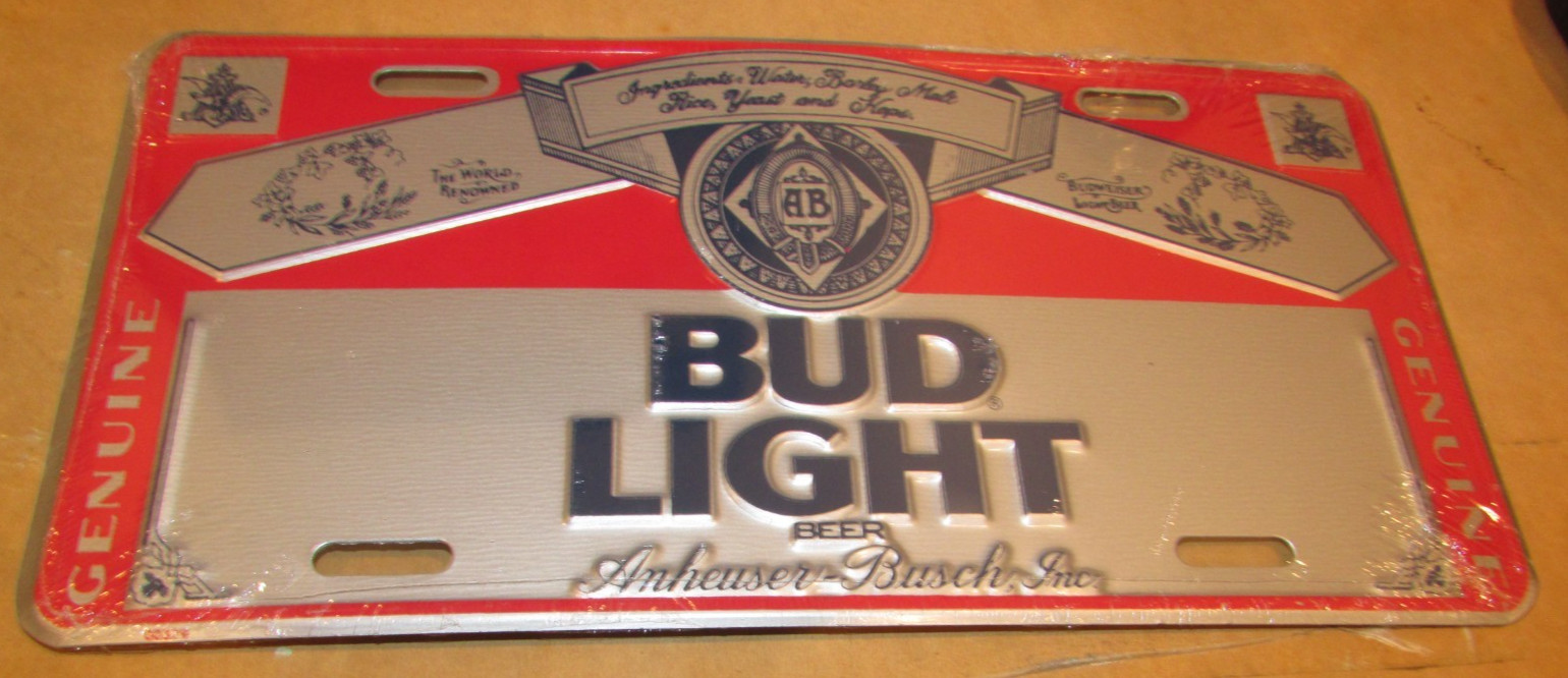 Vintage BUD LIGHT Beer Anheuser-Busch Budweiser Novelty License Plate 1990's Vintage BUD LIGHT Beer Anheuser-Busch Budweiser Novelty License Plate 1990's