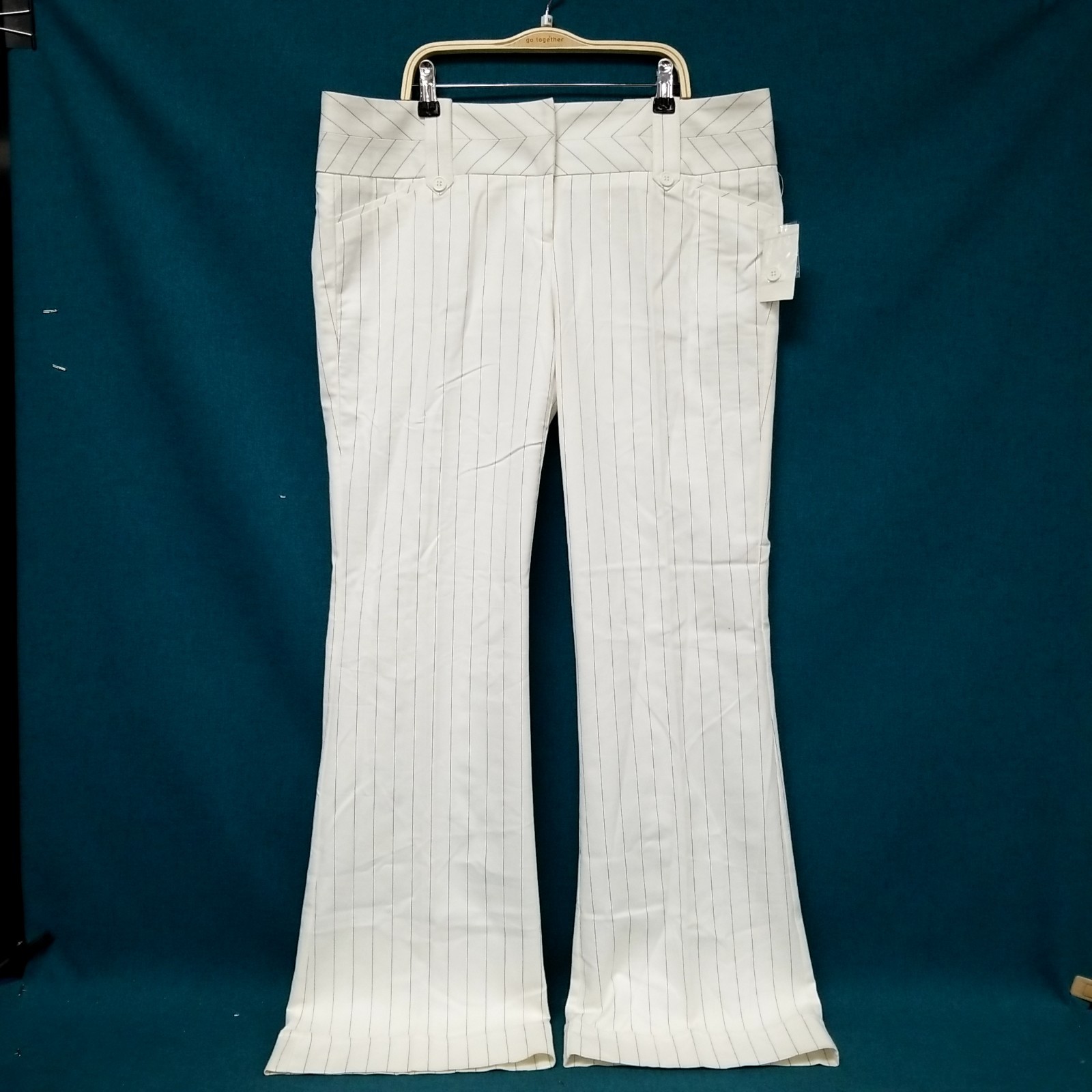 NWT Charlotte Russe Black/White Pinstripe Office Pants Trousers Women\'s Sz 13