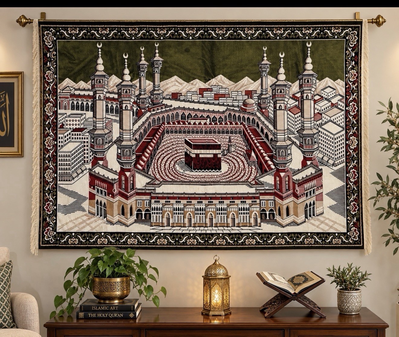 Vintage 1989 Hisar Tekstil Large Islamic Wall Hanging – Mecca / Kaaba – 48