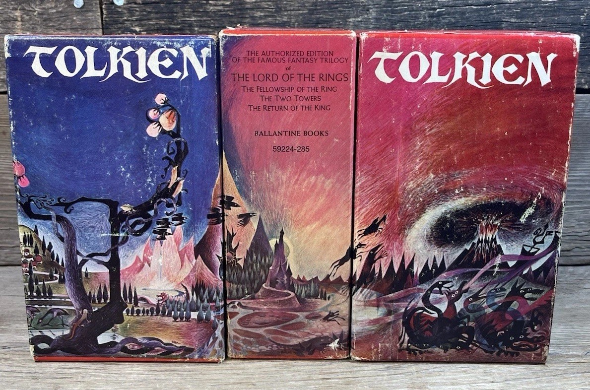 Vintage Tolkien LOTR 3 Box Sets 9 Books Ballantine Remington Panorama 1965 & Up