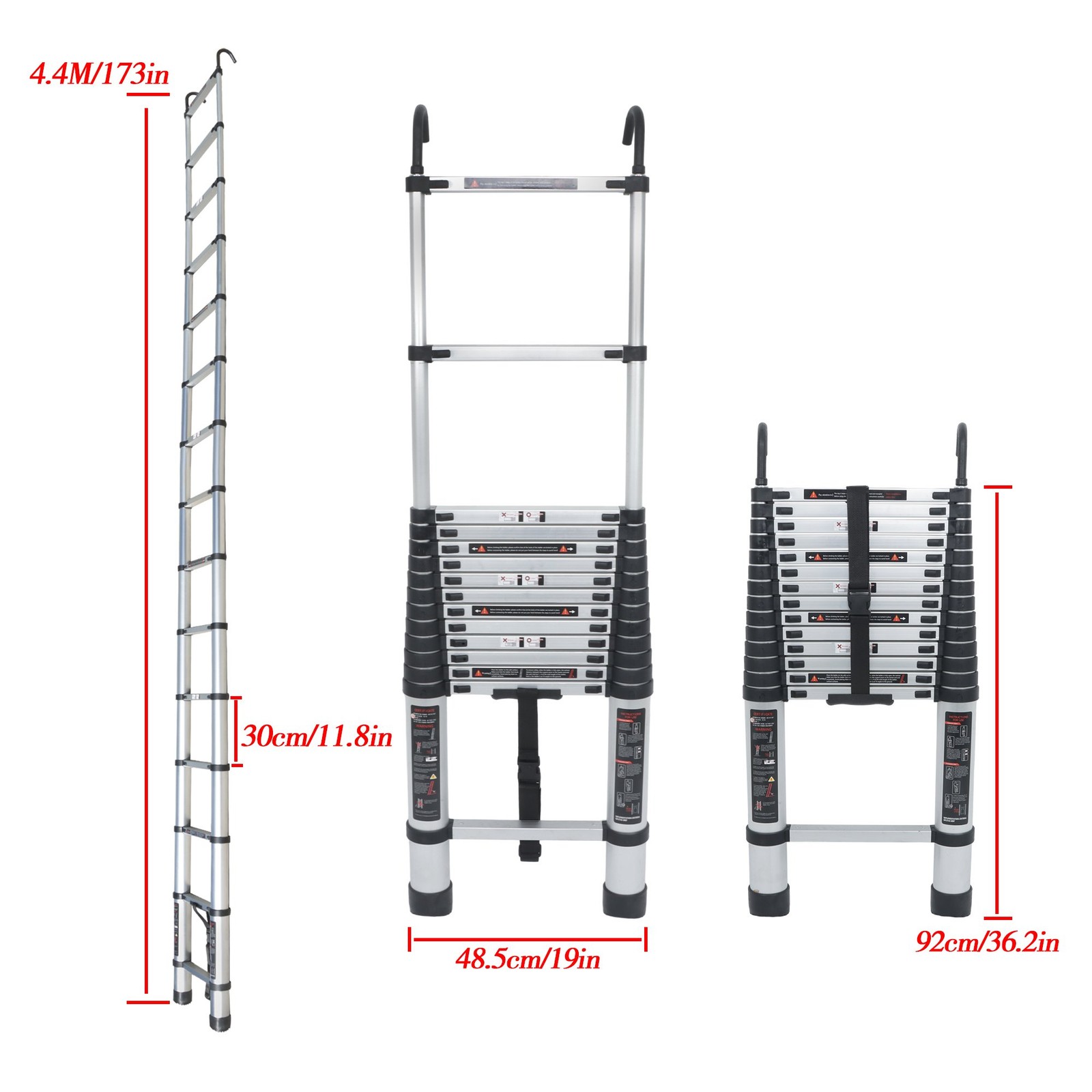 8.5/10.5/12.5/14.5 FT Portable Extension Ladder For Household & Outdoor Working