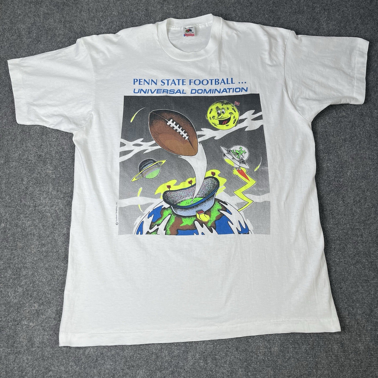 Vtg 1990s Penn State PSU Nittany Lions UFO Alien Single Stitch T-shirt Tee Xl