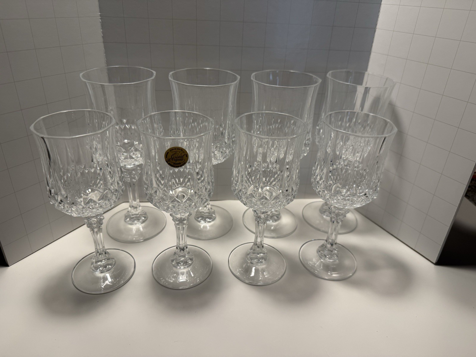 Cristal D Arques Glasses 24% Lead Crystal Set Of 8 Glasses - 6 Oz And 8 Oz Cristal D Arques Glasses 24% Lead Crystal Set Of 8 Glasses - 6 Oz And 8 Oz