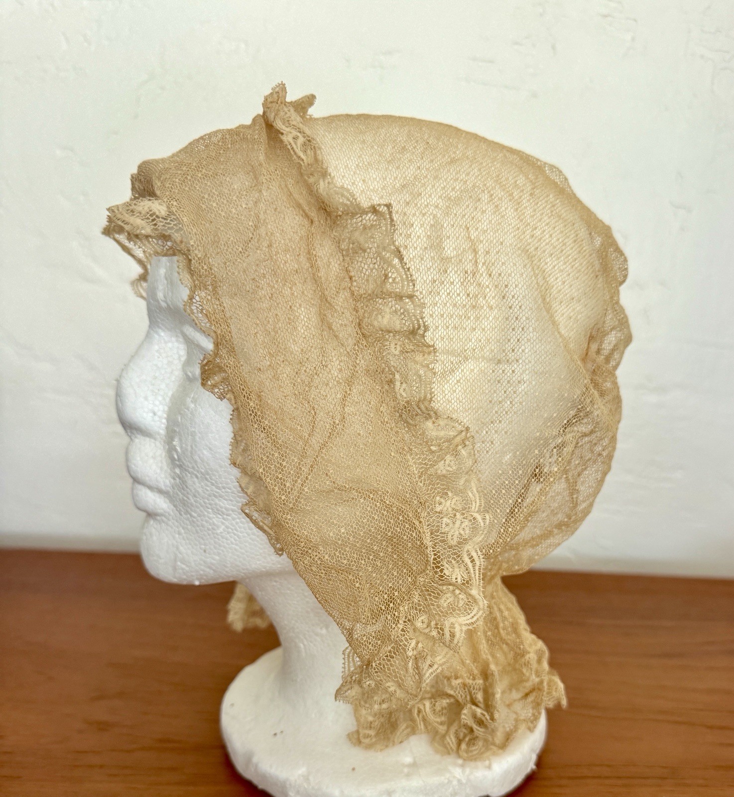 True Antique NIGHT CAP Sleep BOUDOIR Hat LACE + Net True Antique NIGHT CAP Sleep BOUDOIR Hat LACE + Net