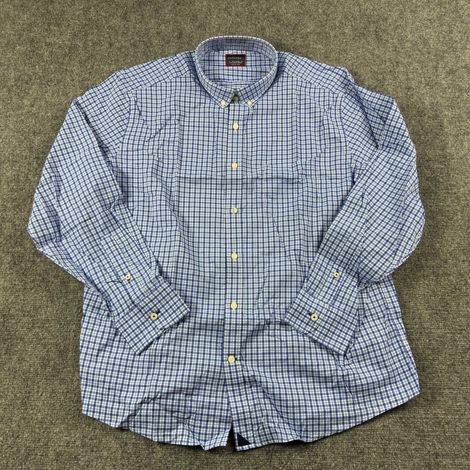 UNTUCKit Moletto Shirt Mens XXL Blue Gingham Performance Stretch Button Down New UNTUCKit Moletto Shirt Mens XXL Blue Gingham Performance Stretch Button Down New