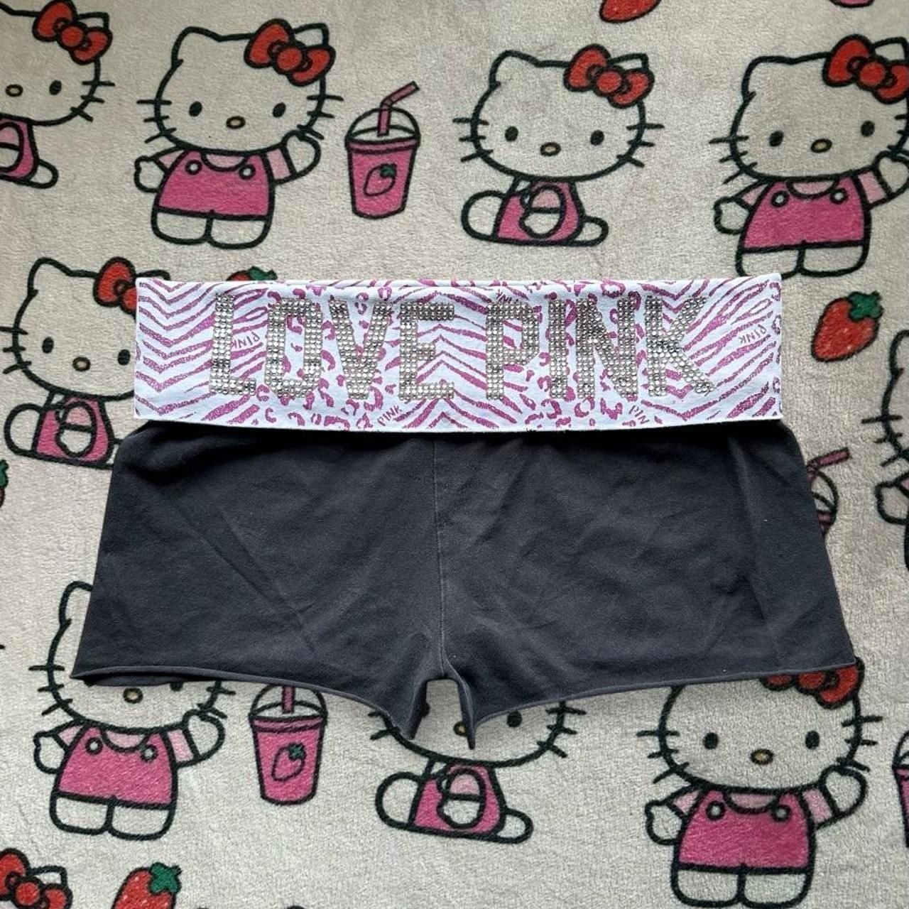 PINK Victoria\'s Secret Yoga Size M DIY Bling Cut Shorts PINK Victoria\'s Secret Yoga Size M DIY Bling Cut Shorts