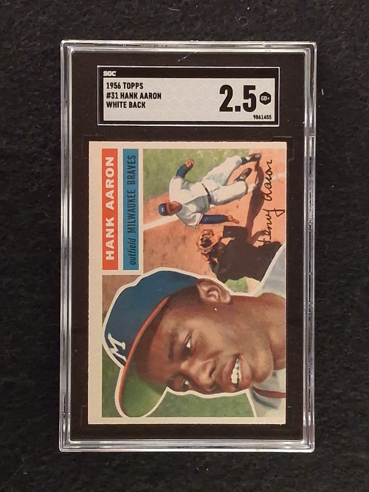 1956 Topps - #31 Hank Aaron (White Back) - SGC 2.5 GD+ - 1956 Topps - #31 Hank Aaron (White Back) - SGC 2.5 GD+ -