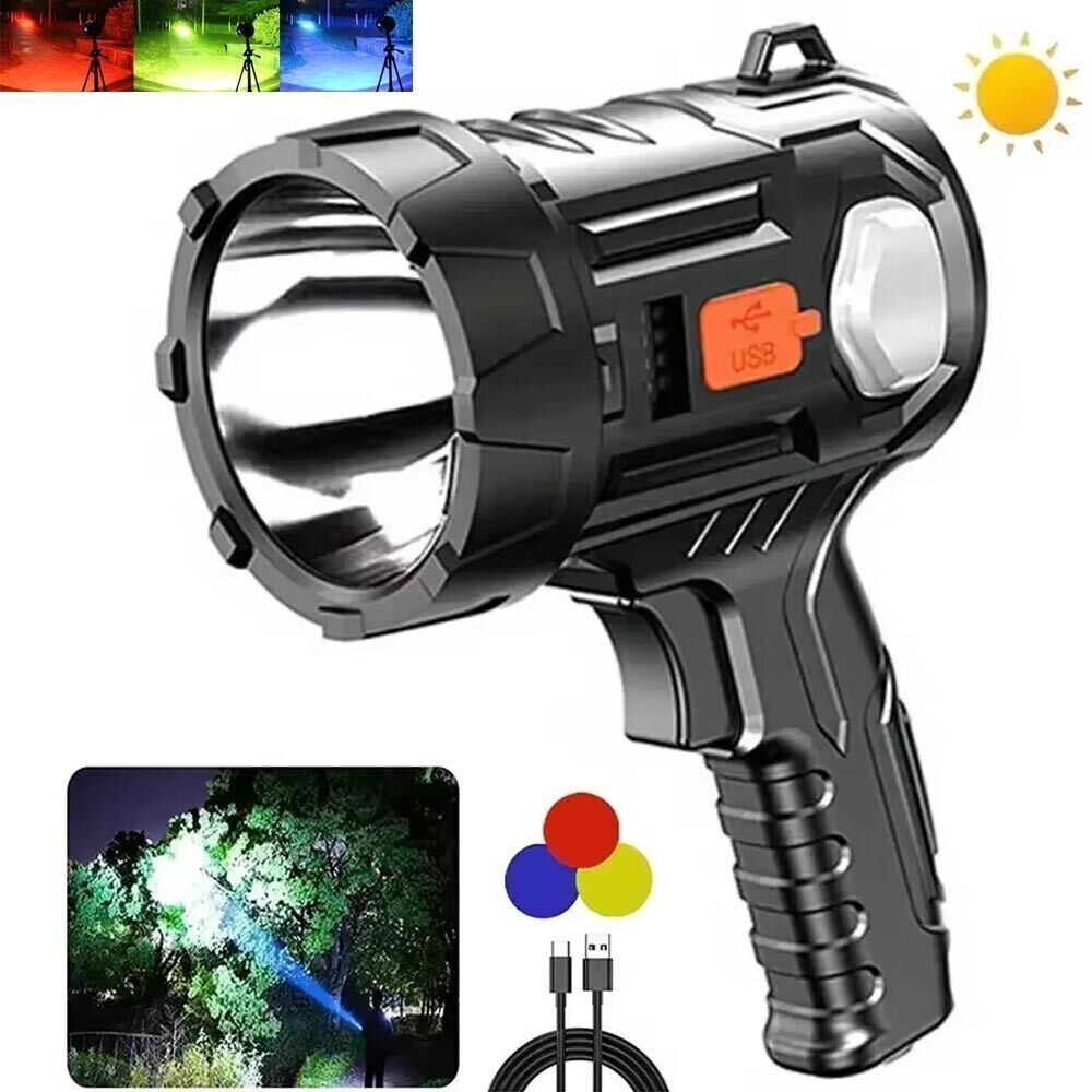 900000000LM Bright Solar/USB Rechargeable LED Spotlight Flashlight Searchlight 900000000LM Bright Solar/USB Rechargeable LED Spotlight Flashlight Searchlight