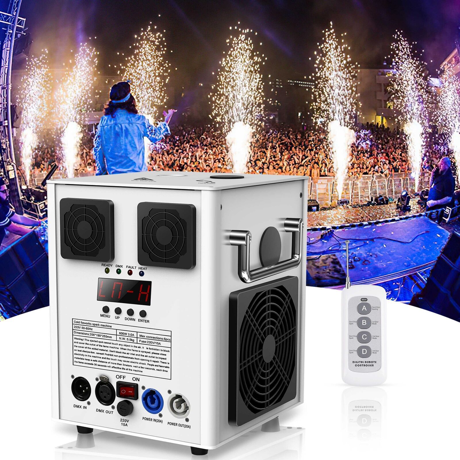 4PCS Large Cold Spark Machine 700W DMX Stage Firework Machine 6.6-9.8ft Wedding 4PCS Large Cold Spark Machine 700W DMX Stage Firework Machine 6.6-9.8ft Wedding