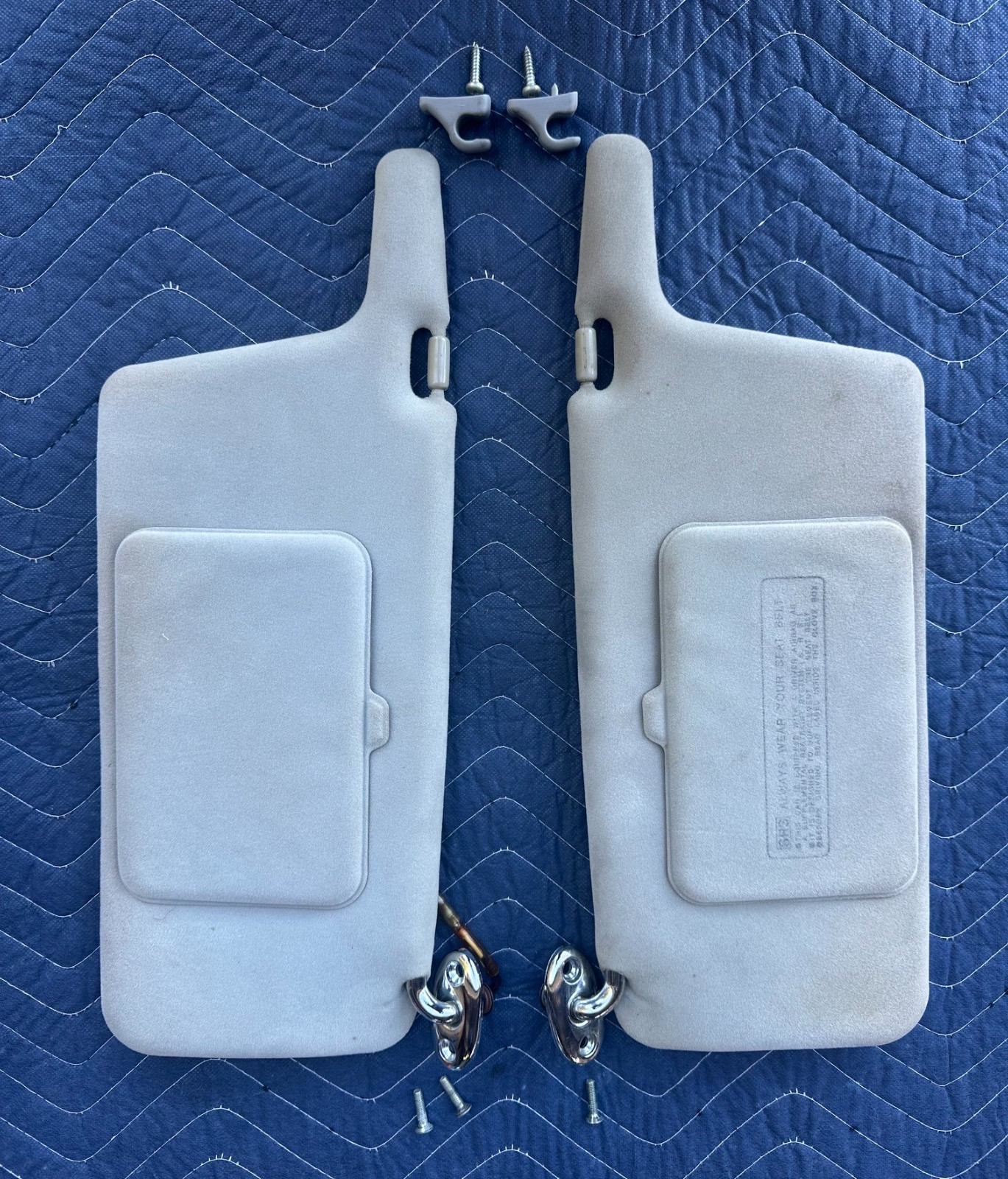 1991-1993 Honda Accord Driver & Passenger Side Sun Visor Set Pair Gray